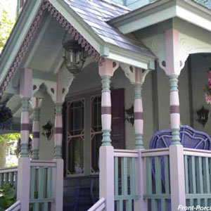 Victorian porch painted in beautiful colors