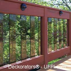 darkened rectangular glass balusters