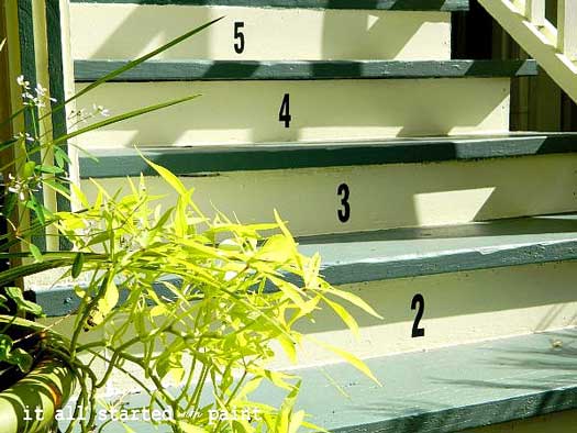 Numbered porch steps - close up