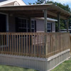 mobile home porch with skirting