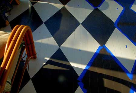 Diamond pattern on wood floor