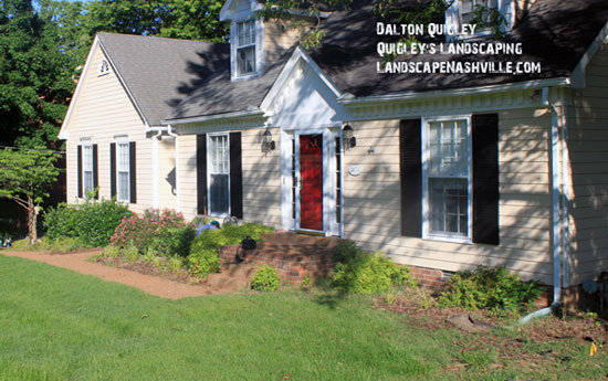 typical landscaping in front of ranch home