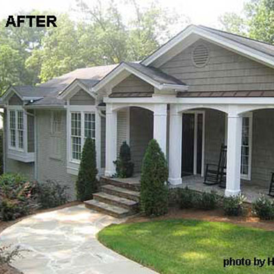 remodeled front porch on ranch home