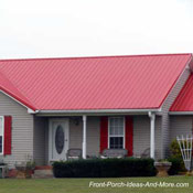 red metal front porch roof