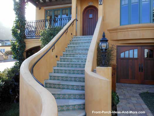 stucco front porch staircase in Sausalito California