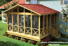 screen porch plan 90008 from familyhomeplans.com