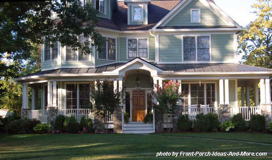 shed porch roof with combination gable over front entrance