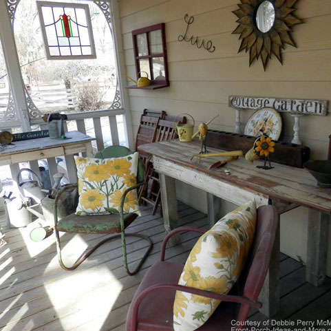 front porch with vintage furniture