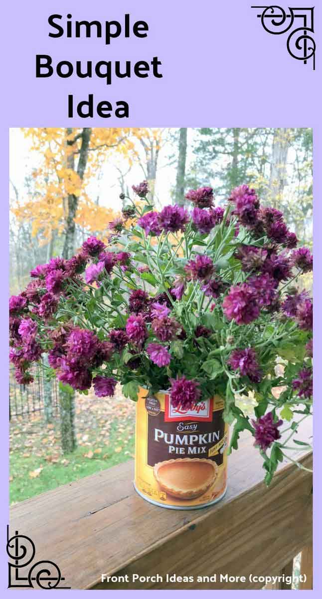 simple bouquet idea with pumpkin pie tin can