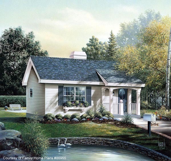 small cabin house plan with nice front porch
