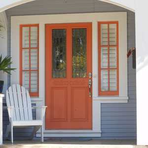 tangerine colored exterior front door