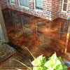 bronze stained concrete with border on front porch