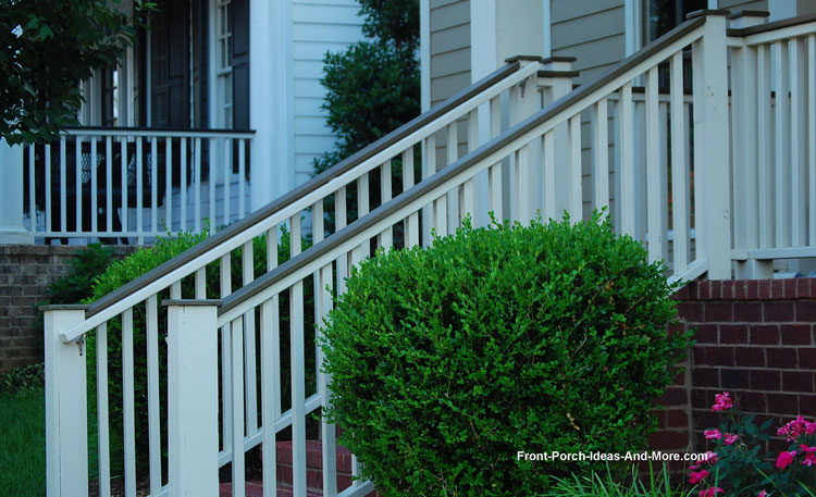 Attractive hand rails on front porch steps