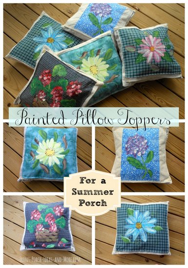 Summer flower pillow toppers at Front-Porch-Ideas-and-More.com