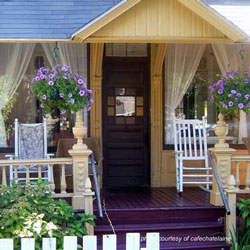 porch decorated in summer colors