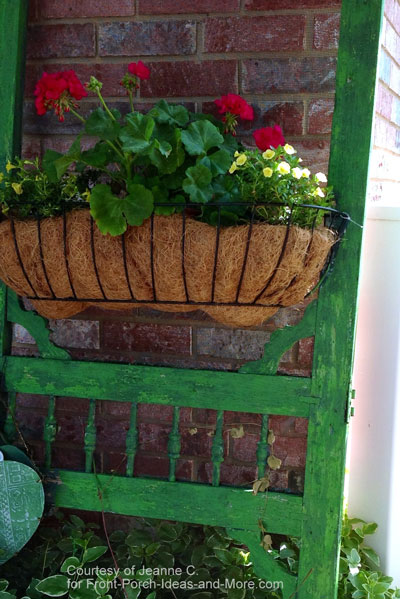 Thrifted vintage screen door as a planter