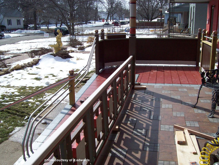 wheelchair ramp with steel railings