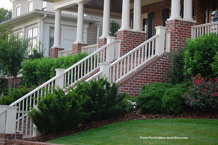 Beautiful continuous stair railing on front porch