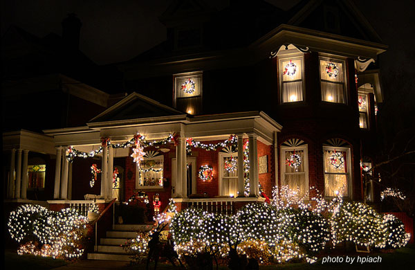 Houses Decorated with Christmas Lights