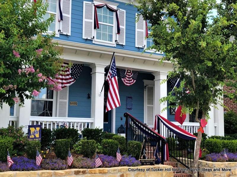 beautiful patriotic porch from Tucker Hill in McKinney TX