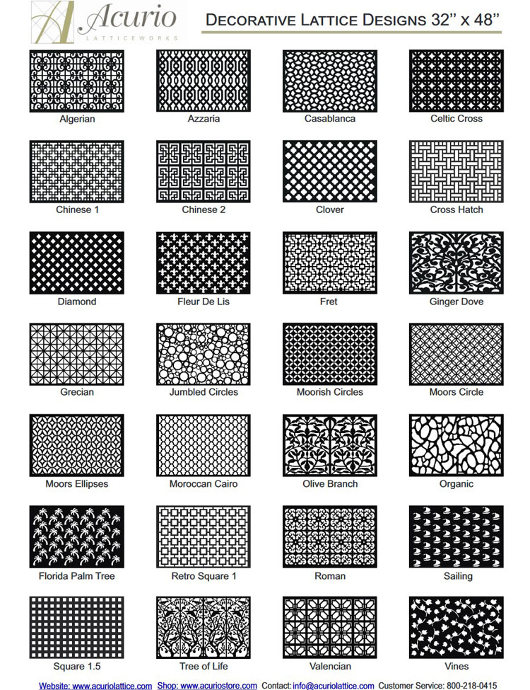 Acurio Latticeworks vinyl panel patterns