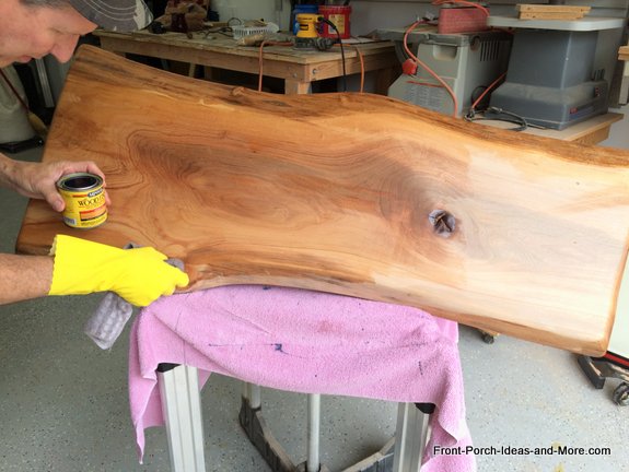 applying a clear stain for wood grain