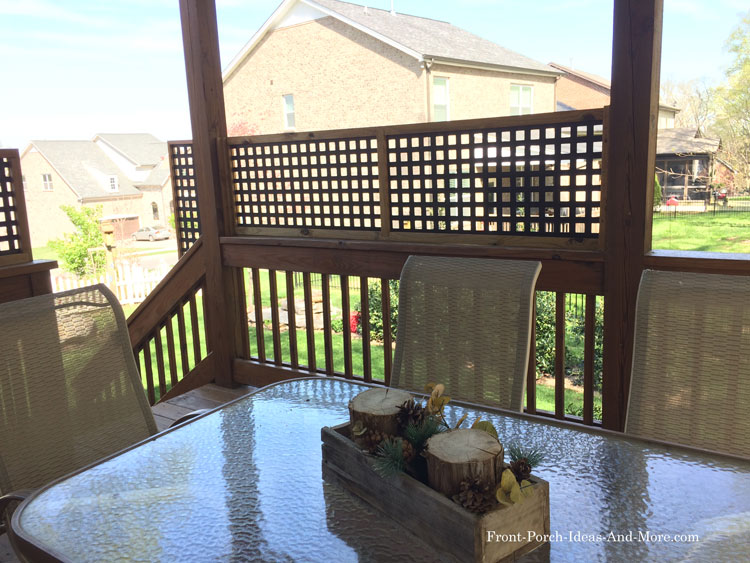 vinyl lattice privacy panel on back porch