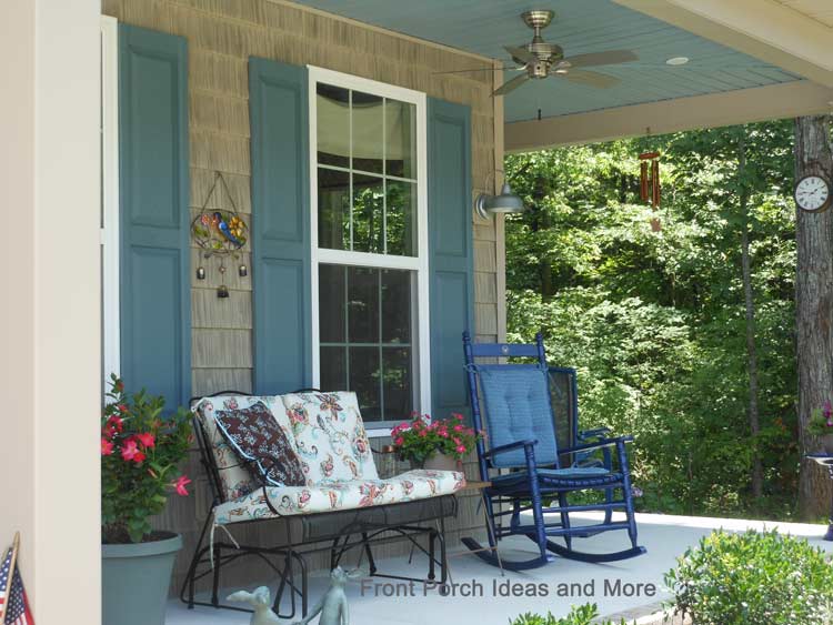 a beautiful blue vinyl porch ceiling on front porch