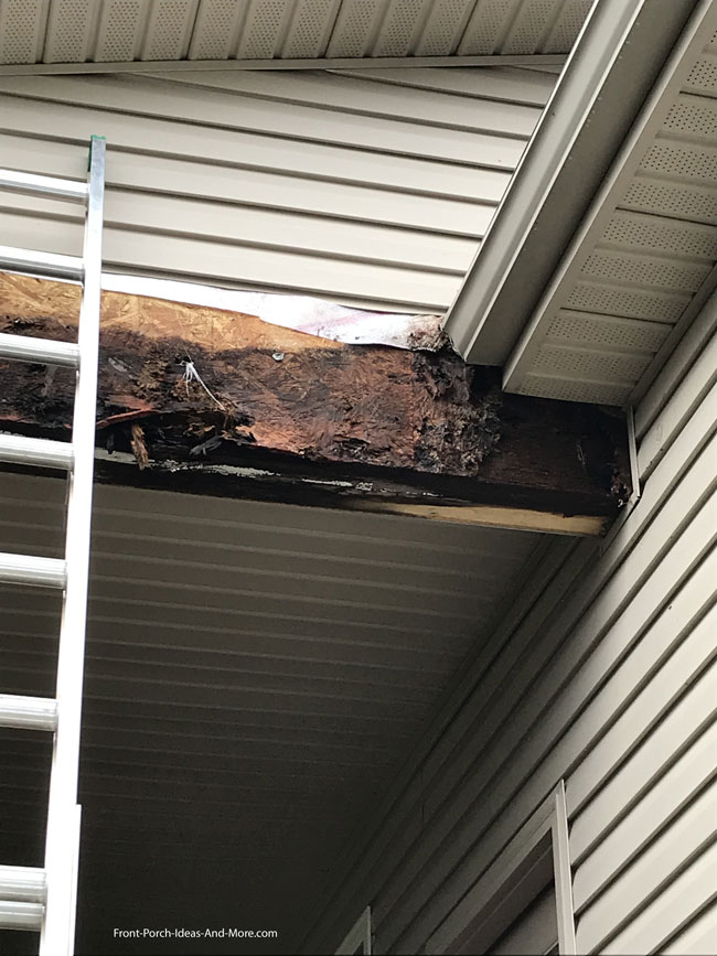 porch beam destroyed by leak