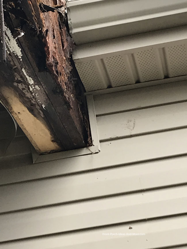 porch beam decay from leak