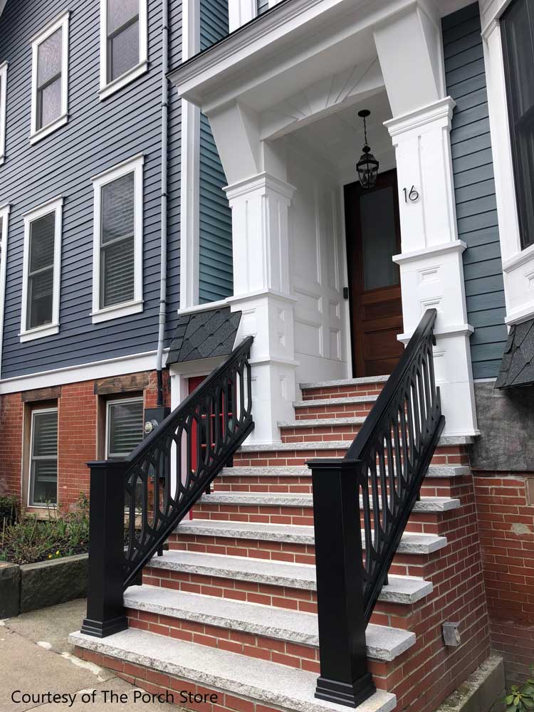 black cathedral picket railing from The Porch Store
