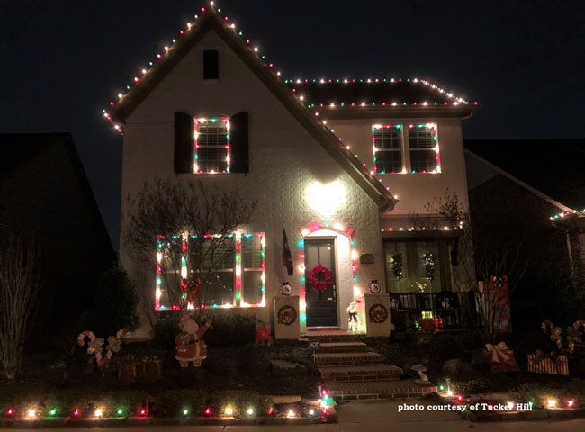 Christmas lighting display with a candy dish appeal