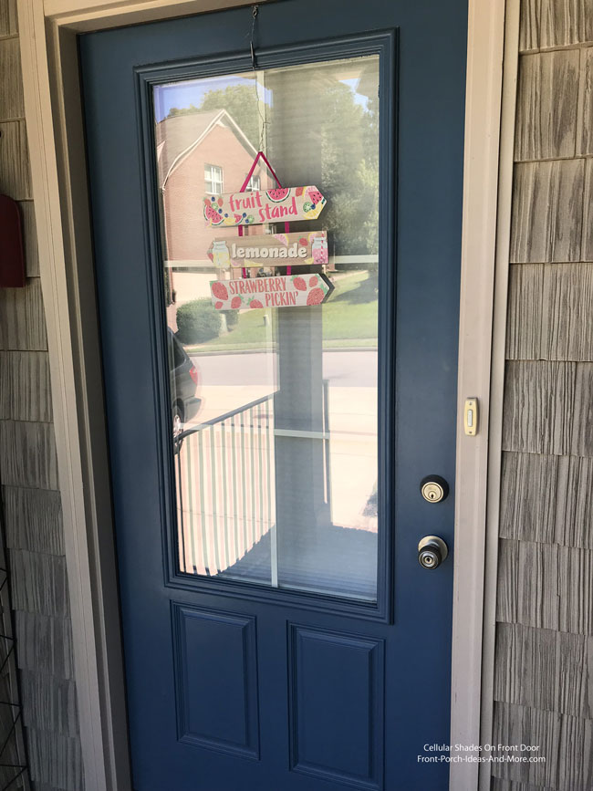 cellular shade on front door