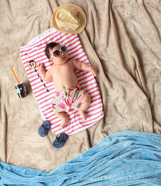 comfortable baby on beach
