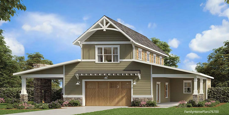Craftsman style two car detached garage plan from Familyhomeplans.com 