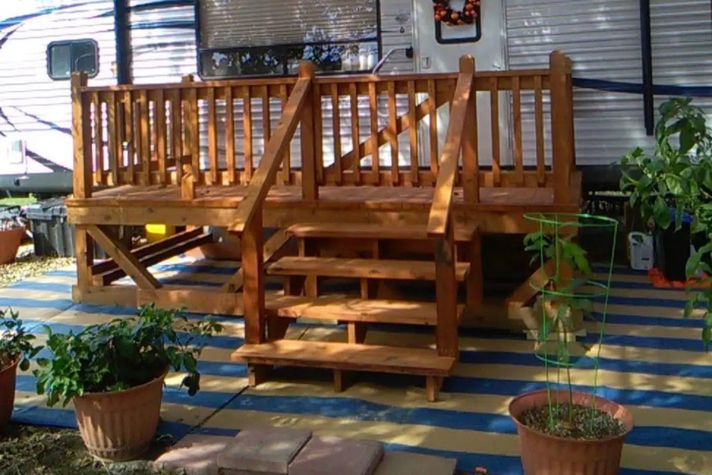cute small porch on a mobile home