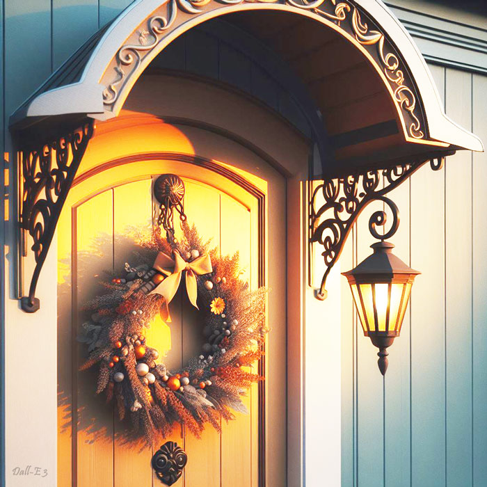 elegant door overhand over front door