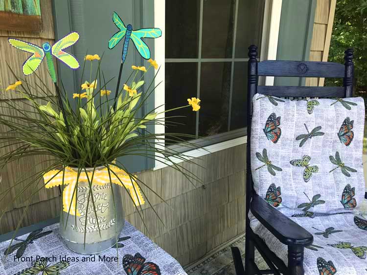 Our summer porch with a dragonfly theme
