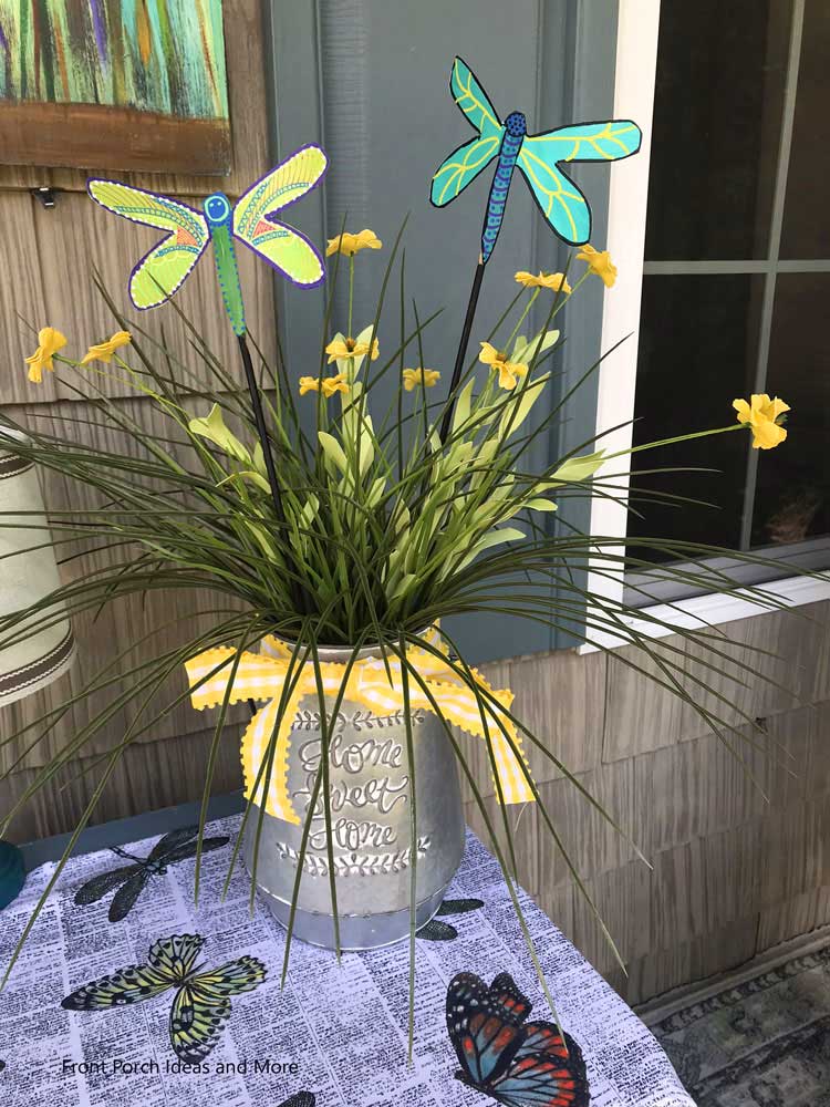 Our summer porch with a dragonfly theme