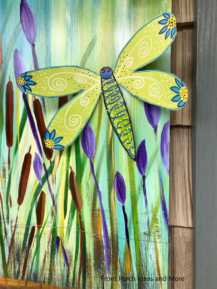 Our summer porch with a dragonfly theme