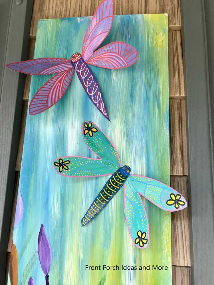Our summer porch with a dragonfly theme