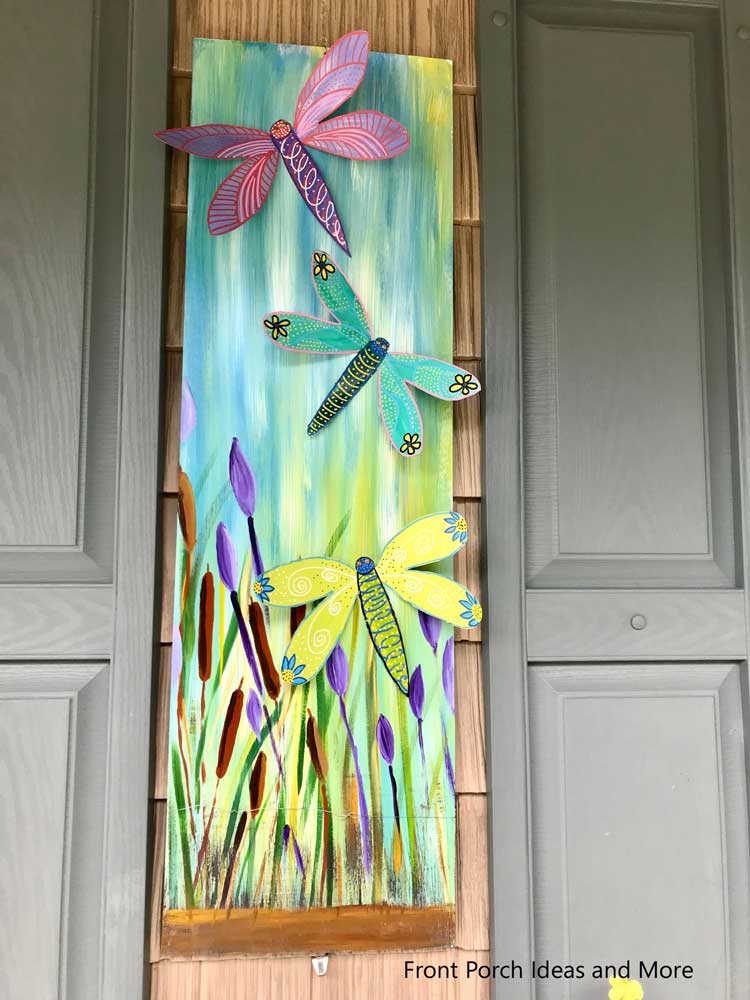 Our summer porch with a dragonfly theme