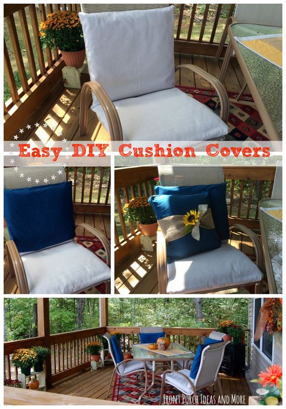 Easy DIY cushion covers for our autumn back porch - just like a pillowcase