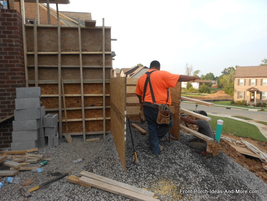 erecting the lower section of forms and risers