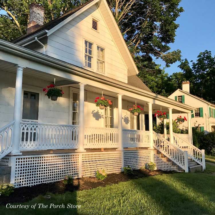 beautiful back porch with double cathedral porch railings