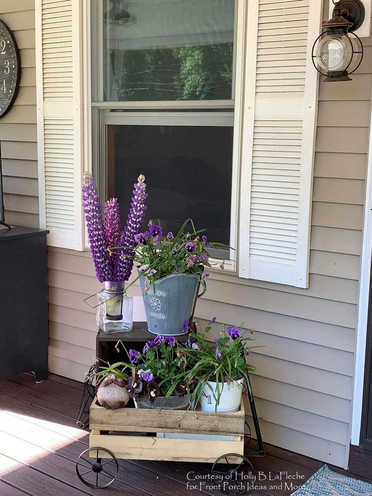 Holly's cute flower arrangements on her porch