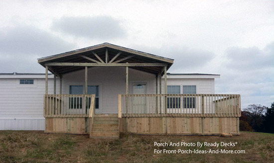 front porch and deck combination on mobile home