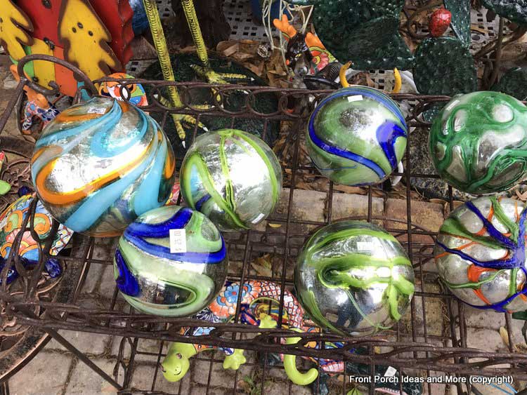 Yard Art Emporium - blue and green swirly gazing-ball