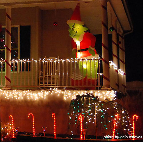 Grinch Stealing Christmas on the front porch