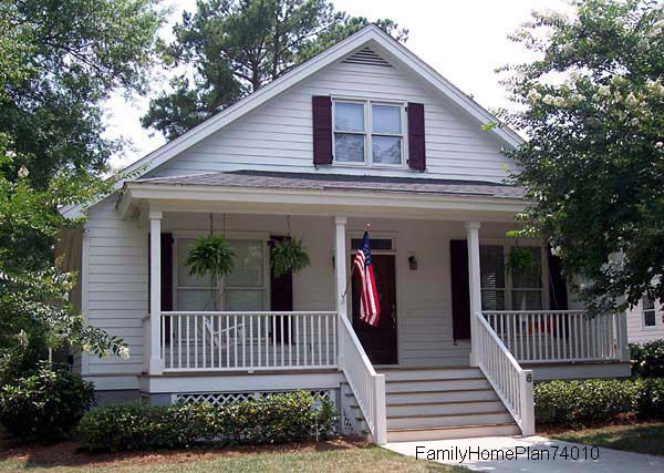 craftsman-style home from floor plan 74010 by Family Home Plans